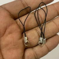 Black Charms Strap with Metal Hook for Keychains & Mobile (Pack of 5)