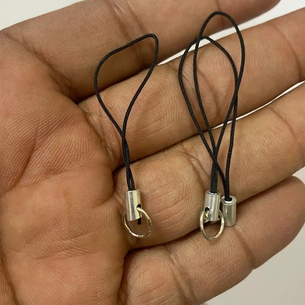 Black Charms Strap with Metal Hook for Keychains & Mobile (Pack of 5)