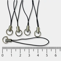 Black Charms Strap with Metal Hook for Keychains & Mobile (Pack of 5)