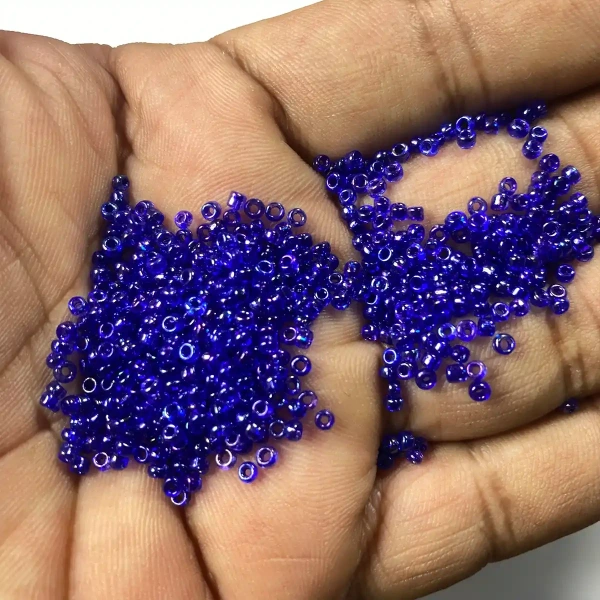 Glass Seed Beads in Blue with violet Shade Color 10-0 2mm - 50 grams