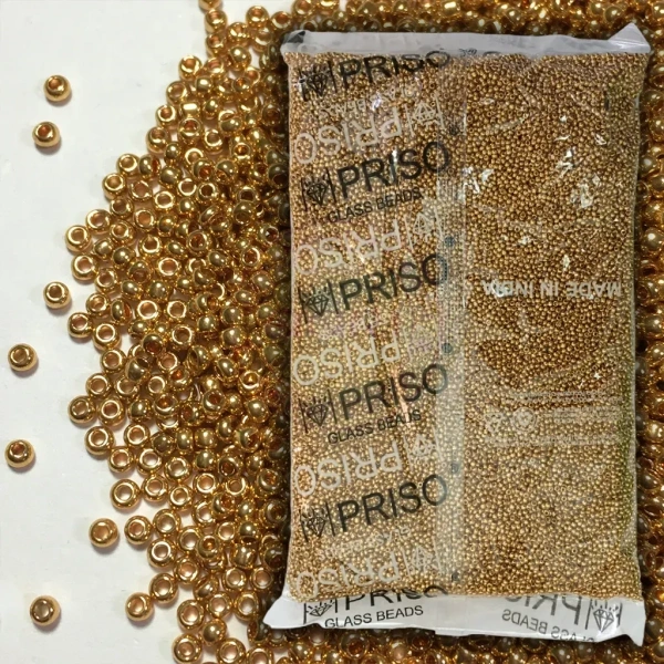 Priso Brand Beads 12-0 Gold Color 100Grams Pack - 100 grams