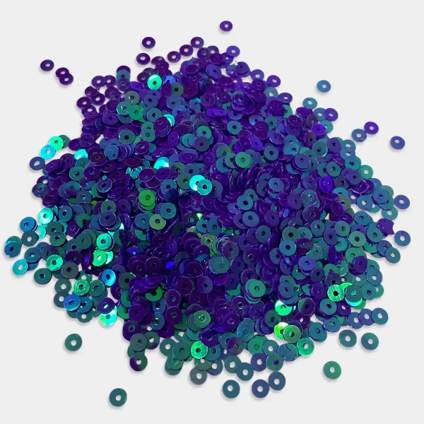 Round Shape Sewing Shiny or Rainbow Sequins Blue Violet Iridescent Color 4MM (20grams)