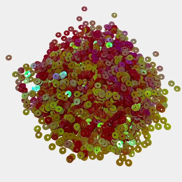 Round Shape Sewing Shiny or Rainbow Sequins Rose with Gold Shade Iridescent Color 4MM (20grams)