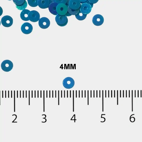 Round Shape Sewing Shiny or Rainbow Sequins Sky Blue Iridescent Color 4MM (20grams)