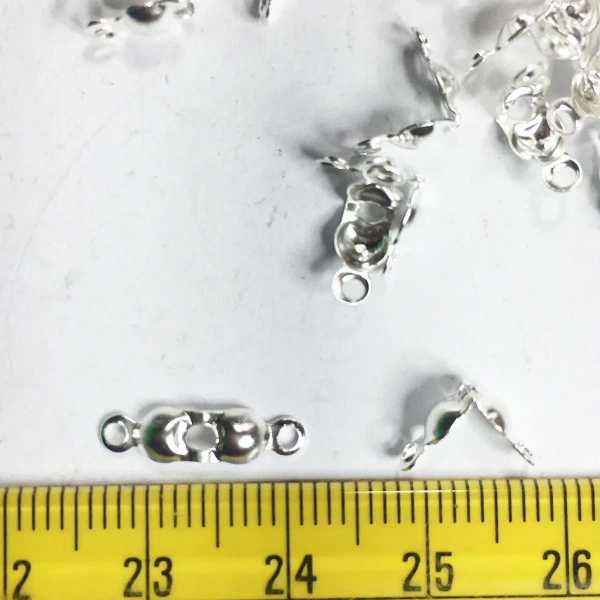 Silver Color Bead Clasps or Crimp Ends for Jewelry Making and Crafts - 10gms