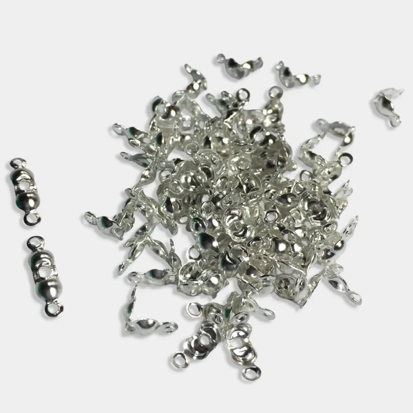 Silver Color Bead Clasps or Crimp Ends for Jewelry Making and Crafts - 10gms
