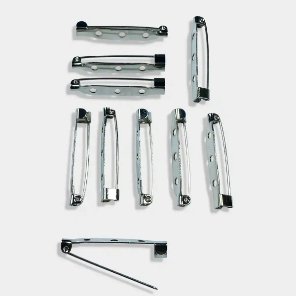 3-Hole Silver Color Brooch Clasps for Jewellery Making - 10 pieces