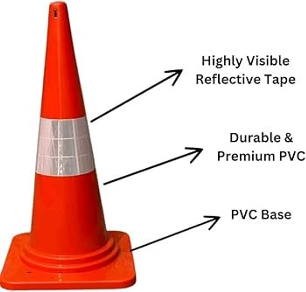 SAFTY CONE - HDPE materail with Rubber base