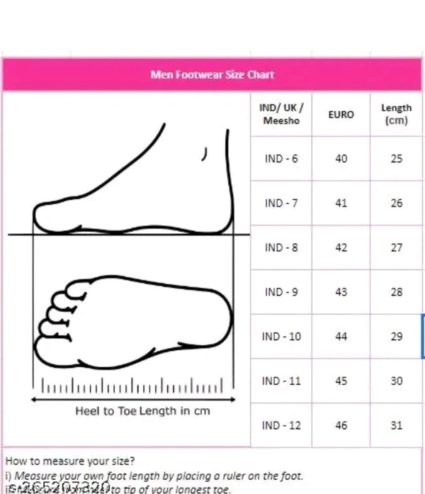 NEW TRENDY BLACK LOAFER
Name: NEW TRENDY BLACK LOAFER
Material: Synthetic
Sole Material: Pvc
IND-6 (Foot Length Size: 25 cm, Foot Width Size: 10 cm)
IND-7 (Foot Length Size: 26 cm, Foot Width Size: 10.1 cm)
IND-8 (Foot Length Size: 27 cm, Foot Width Size: 10.2 cm)
IND-9 (Foot Length Size: 28 cm, Foot Width Size: 10.3 cm)
IND-10 (Foot Length Size: 29 cm, Foot Width Size10. 4cm - 8