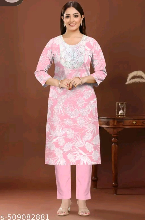 Pink Cotton Woman Kurti Pant Set Girl Kurta Set NEW DESING KURTA SET
Name: NEW DESING KURTA SET
Kurta Fabric: Cotton
Bottomwear Fabric: Cotton
Sleeve Length: Three-Quarter Sleeves
Pattern: Solid
Set Type: Kurta with Dupatta and Bottomwear
Stitch Type: Stitched
Net Quantity (N): Single
Sizes:
S - Xl