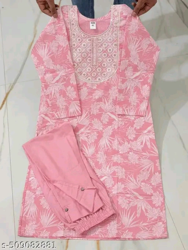 Pink Cotton Woman Kurti Pant Set Girl Kurta Set NEW DESING KURTA SET
Name: NEW DESING KURTA SET
Kurta Fabric: Cotton
Bottomwear Fabric: Cotton
Sleeve Length: Three-Quarter Sleeves
Pattern: Solid
Set Type: Kurta with Dupatta and Bottomwear
Stitch Type: Stitched
Net Quantity (N): Single
Sizes:
S - Xl