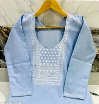 Light Blue Cotton Woman Kurti Pant Set Girl Kurta Set NEW DESING KURTA SET
Name: NEW DESING KURTA SET
Kurta Fabric: Cotton
Bottomwear Fabric: Cotton
Sleeve Length: Three-Quarter Sleeves
Pattern: Solid
Set Type: Kurta with Dupatta and Bottomwear
Stitch Type: Stitched
Net Quantity (N): Single
Sizes:
S - M