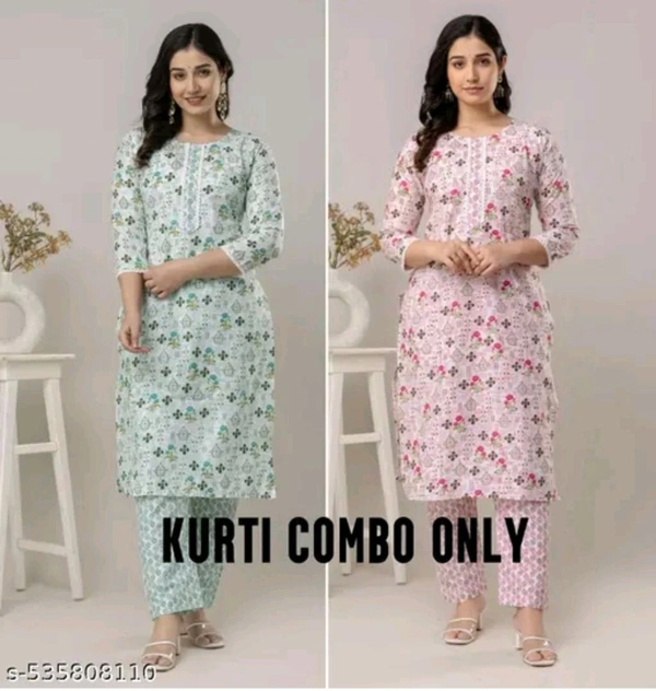 Pink And Light Blue Cotton Woman Kurti Pant Set Girl Kurta Set NEW DESING KURTA SET
Name: NEW DESING KURTA SET
Kurta Fabric: Cotton
Bottomwear Fabric: Cotton
Sleeve Length: Three-Quarter Sleeves
Pattern: Solid
Set Type: Kurta with Dupatta and Bottomwear
Stitch Type: Stitched
Net Quantity (N): Single
Sizes:
S - Xl