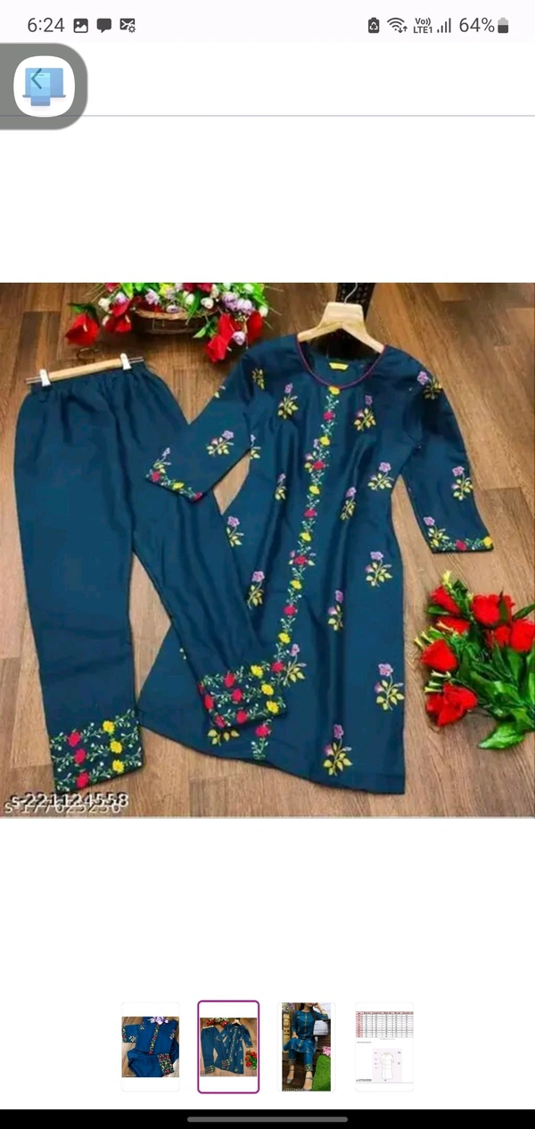 Dark Blue Cotton Woman Kurti Pant Set Girl Kurta Set NEW DESING KURTA SET
Name: NEW DESING KURTA SET
Kurta Fabric: Cotton
Bottomwear Fabric: Cotton
Sleeve Length: Three-Quarter Sleeves
Pattern: Solid
Set Type: Kurta with Dupatta and Bottomwear
Stitch Type: Stitched
Net Quantity (N): Single
Sizes:
S - L