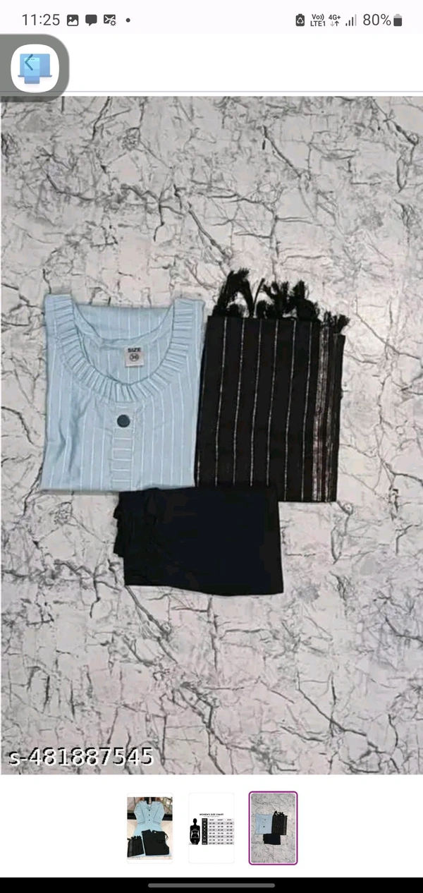 Light Blue And Black Pant Cotton Woman Kurti Pant Set Girl Kurta Set NEW DESING KURTA SET
Name: NEW DESING KURTA SET
Kurta Fabric: Cotton
Bottomwear Fabric: Cotton
Sleeve Length: Three-Quarter Sleeves
Pattern: Solid
Set Type: Kurta with Dupatta and Bottomwear
Stitch Type: Stitched
Net Quantity (N): Single
Sizes:
S - S