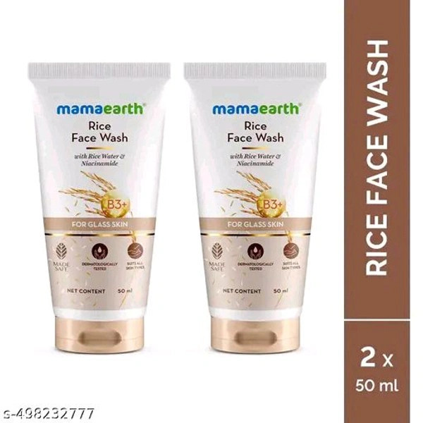 Rice Face Wash 50 ml Pack of 2
Name: Rice Face Wash 50 ml Pack of 2
Product Name: Mamaearth Rice Face Wash 50 ml Pack of 2
Brand Name: Mamaearth
Brand: Mamaearth
Capacity: 50ml
Net Quantity (N): 2
Skin Type: All Skin Types
Type: Liquid
Want to achieve glass skin but don’t know where to start? We’ve got you! Presenting Mamaearth Rice Dewy Bright Face Wash that deeply - Pecie 1