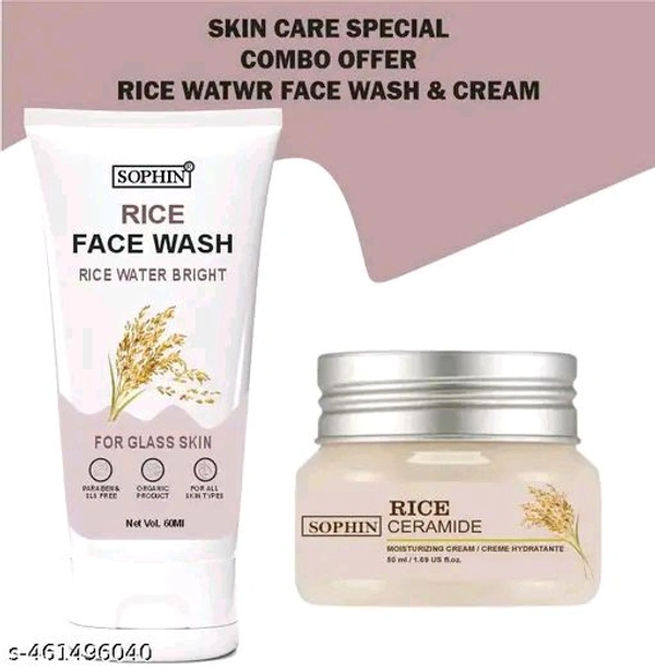 Rice Skin Whitening Cream & Facewash Look as U feel-Acne Care Face Cream, Face Cream For Oily Skin, Anti Pimple Cream, Face Cream For Women, Face Cream & Facewash For Men and Women 50 gm Each
Name: Rice Skin Whitening Cream & Facewash Look as U feel-Acne Care Face Cream,
Brand: SOPHIN
Capacity: 100-200gm
Flavour: Almond
Net Quantity (N): 1
Skin Type: All Skin Types