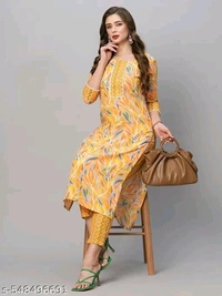 Yellow kurti Pant Set Girlp cotton kurti with pent for women
Name: cotton kurti with pent for women
Kurta Fabric: Cottonp
Bottomwear Fabric: Cotton
Kurta Color: Yellow
Bottomwear Color: Yellow
Sleeve Length: Three-Quarter Sleeves
Sleeve Styling: Regular
Neck: Round
Length: Calf Length
Pattern: Printed
Print or Pattern Type: Floral
Bottom Type: Pants
- S
