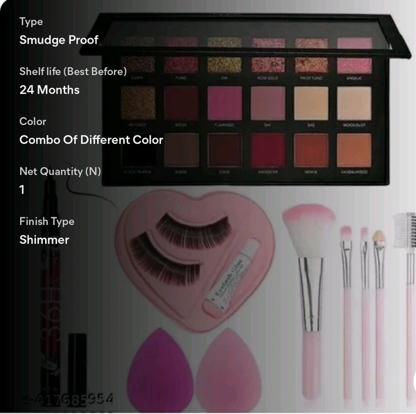 rose edition eyeshadow 18multicolor eyelashes 5pic. brushes 36h eyeliner pack of 5
Name: rose edition eyeshadow 18multicolor eyelashes 5pic. brushes 36h eyeliner pack of 5
Product Name: rose edition eyeshadow 18multicolor eyelashes 5pic. brushes 36h eyeliner pack of 5
Color: Combo Of Different Color
Finish Type: Shimmer
Net Quantity (N): 1