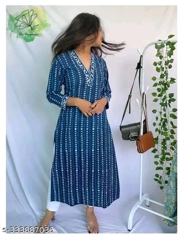 Woman Kurti Set Girl Kurta Set Psnt Blue Kurti
Name: Indigo
Kurta Fabric: Viscose Rayon
Bottomwear Fabric: Viscose Rayon
Sleeve Length: Three-Quarter Sleeves
Set Type: Kurta With Bottomwear
Bottom Type: Pants
Pattern: Printed
Net Quantity (N): Single
Sizes:
XS - Xl