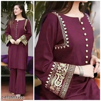 Maroon Kurti For Woman Girl Kurta Set Women Kurta with Trousers
Name: Women Kurta with Trousers
Kurta Fabric: Viscose Rayon
Bottomwear Fabric: Rayon
Sleeve Length: Three-Quarter Sleeves
Set Type: Kurta With Bottomwear
Bottom Type: Palazzos
Pattern: Solid
Net Quantity (N): Single
- S