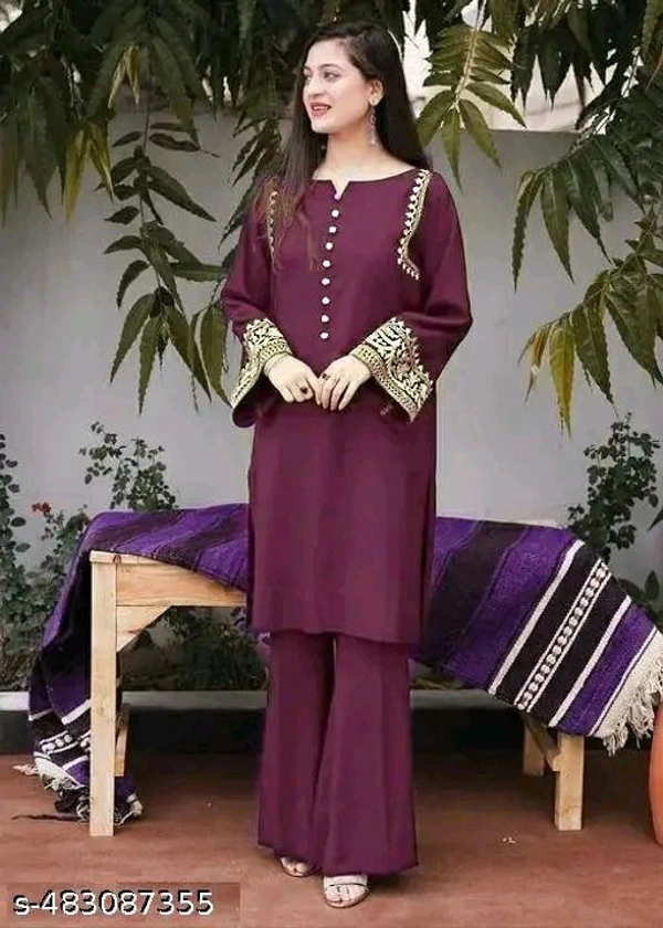 Maroon Kurti For Woman Girl Kurta Set Women Kurta with Trousers
Name: Women Kurta with Trousers
Kurta Fabric: Viscose Rayon
Bottomwear Fabric: Rayon
Sleeve Length: Three-Quarter Sleeves
Set Type: Kurta With Bottomwear
Bottom Type: Palazzos
Pattern: Solid
Net Quantity (N): Single
- L