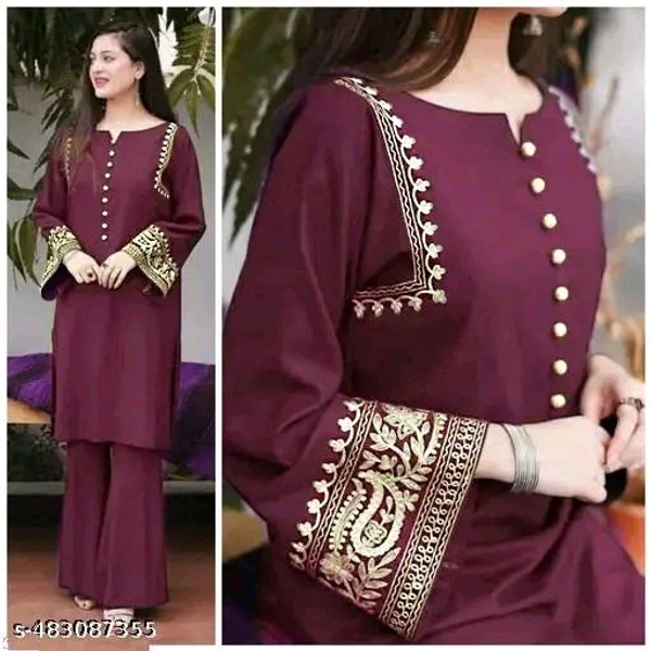 Maroon Kurti For Woman Girl Kurta Set Women Kurta with Trousers
Name: Women Kurta with Trousers
Kurta Fabric: Viscose Rayon
Bottomwear Fabric: Rayon
Sleeve Length: Three-Quarter Sleeves
Set Type: Kurta With Bottomwear
Bottom Type: Palazzos
Pattern: Solid
Net Quantity (N): Single
- Xl