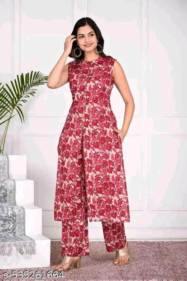 Pink Kura Set For Woman Girl Kurti Set Frock Women Kurta Sets*
Kurta Fabric: Cotton
Bottomwear Fabric: Cotton
Sleeve Length: Sleeveless
Set Type: Kurta With Bottomwear
Bottom Type: Palazzos
Pattern: Printed
Net Quantity (N): Single
- S
