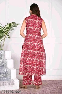 Pink Kura Set For Woman Girl Kurti Set Frock Women Kurta Sets*
Kurta Fabric: Cotton
Bottomwear Fabric: Cotton
Sleeve Length: Sleeveless
Set Type: Kurta With Bottomwear
Bottom Type: Palazzos
Pattern: Printed
Net Quantity (N): Single
- M