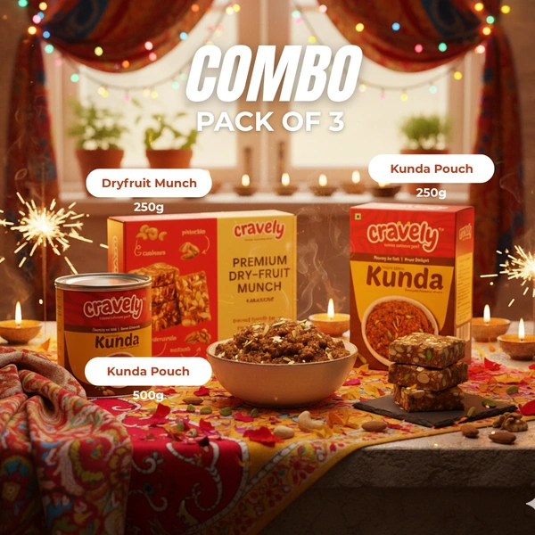 Dryfruit Munch (250g) + Kunda Pouch (250g) + Kunda Tin (500g)