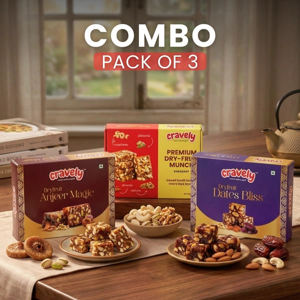 Cravely Kunda Tin (500g) + Dryfruit Dates Bliss (200g) + Dryfruit Anjeer Magic (200g)