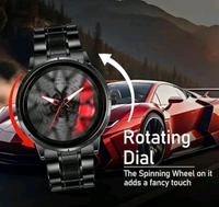 🔴red Lamborghini Aventador Stainless Steel 🚘Car Wheel Watch - red