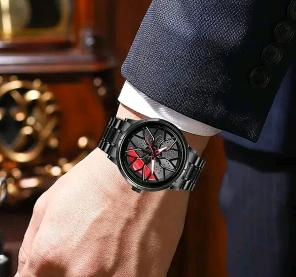 🔴red Lamborghini Aventador Stainless Steel 🚘Car Wheel Watch - red