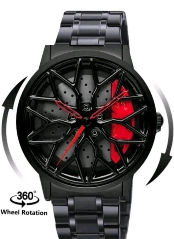 🔴red Lamborghini Aventador Stainless Steel 🚘Car Wheel Watch - red