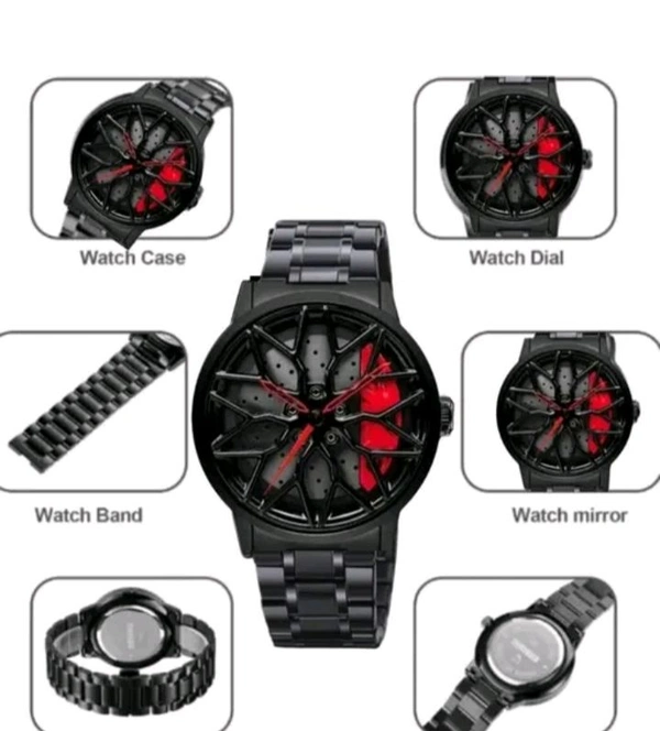 🔴red Lamborghini Aventador Stainless Steel 🚘Car Wheel Watch - red