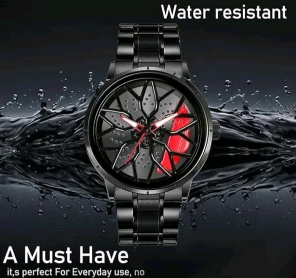 🔴red Lamborghini Aventador Stainless Steel 🚘Car Wheel Watch - red