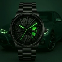 Green ๐ข BMW Stainless Steel ๐Car Wheel Watch - green