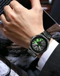 Green ๐ข BMW Stainless Steel ๐Car Wheel Watch - green