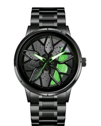 Green ๐ข BMW Stainless Steel ๐Car Wheel Watch - green