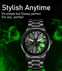 Green ๐ข BMW Stainless Steel ๐Car Wheel Watch - green