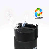 Plastic Black Motivational Water Bottle With Straw (900ml) - Black
