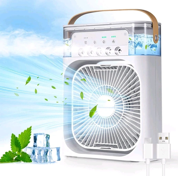 Portable Air Cooler Fan With 7- Color Light - Personal Ac Fan - White, White, 2 Pics