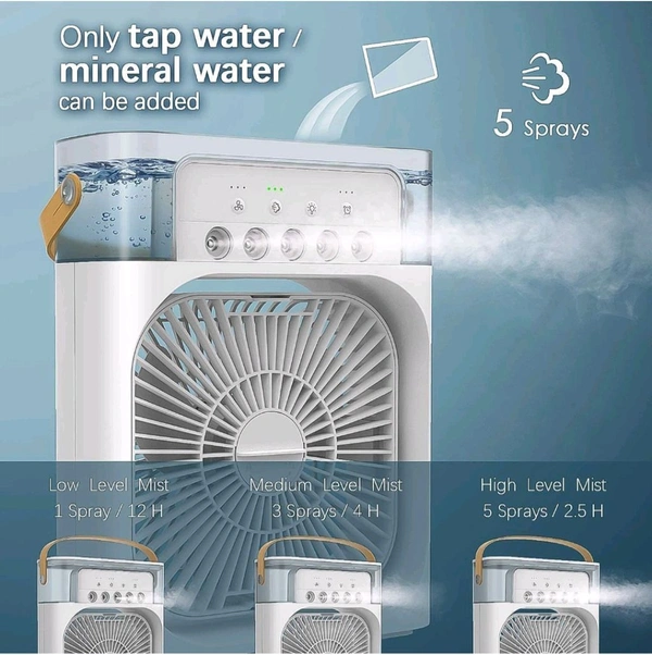 Portable Air Cooler Fan With 7- Color Light - Personal Ac Fan - White, White, 2 Pics