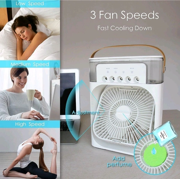 Portable Air Cooler Fan With 7- Color Light - Personal Ac Fan - White, White, 2 Pics