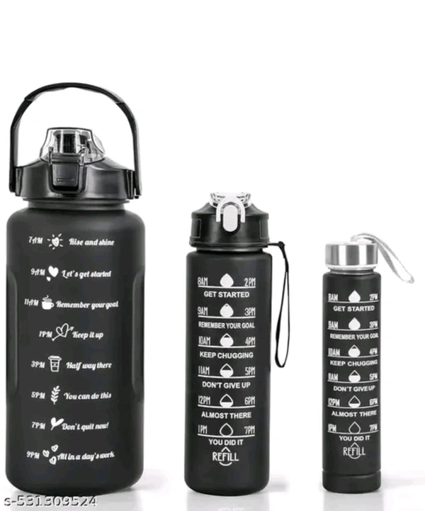 3 In 1 Motivational Warer Bottle - Black