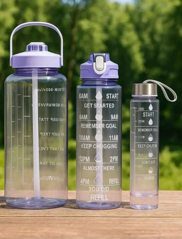 3 In 1 Motivational Warer Bottle - Purple