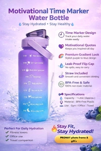 2000ml Motivational Warer Bottle (BPA Free) - Purple