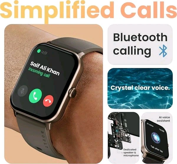 Brand: WAUNSET GOBOULT Drift+ Smart Watch 1.85''HD Screen, Bluetooth Calling, IP68, 500 Nits Brightness,150+ Watchfaces, AI Voice Assistant, SpO2 Monitoring, 100+ Sports Mode Smartwatch (Black Coffee)