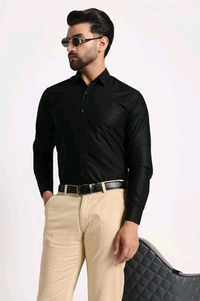 Men's Formal Cotton Blend Shirt - M, Black