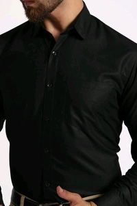 Men's Formal Cotton Blend Shirt - M, Black